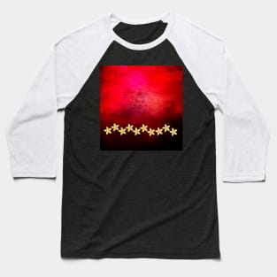 Gold flowers on bold red and black grunge texture Baseball T-Shirt